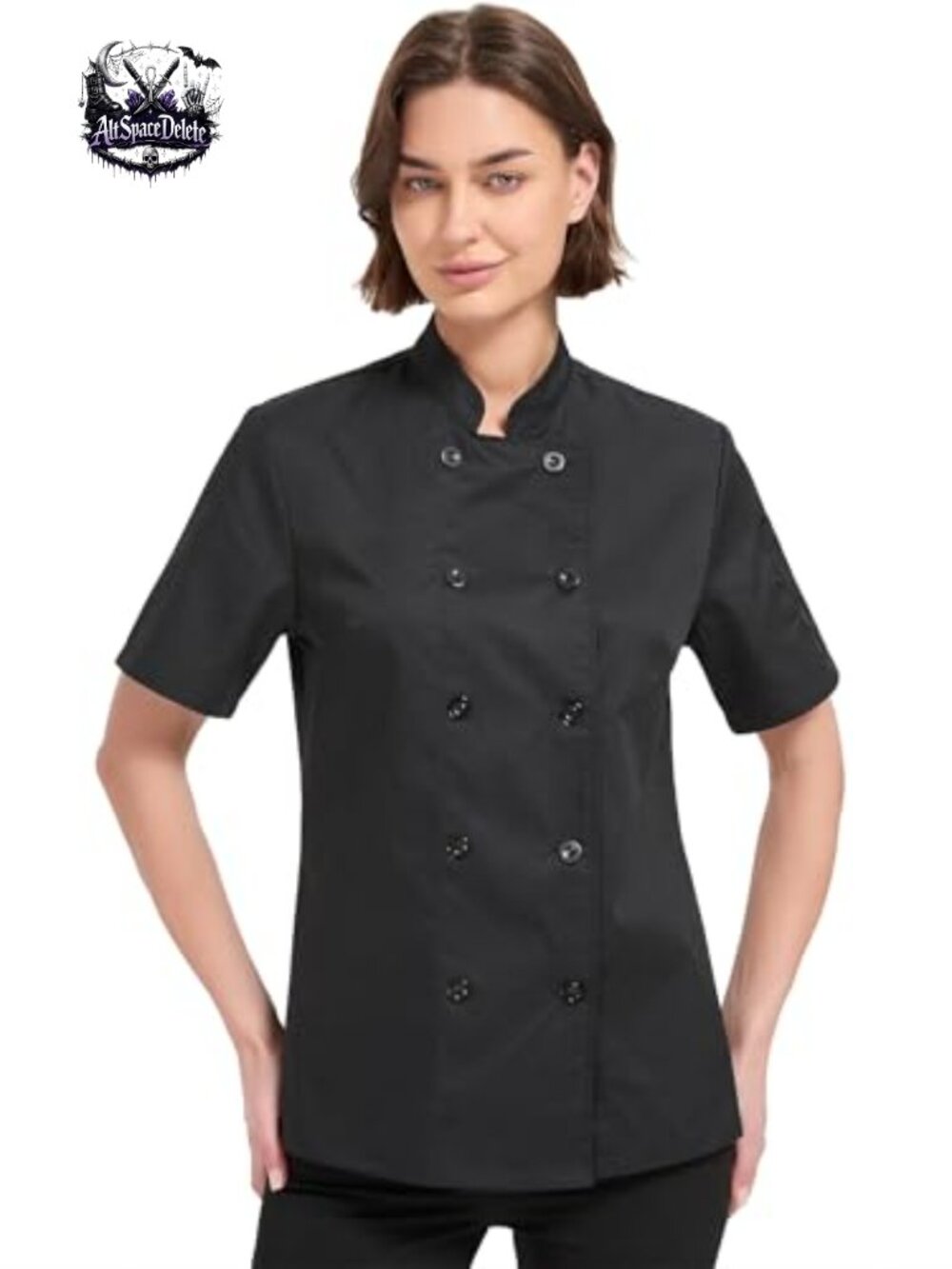 Chef Coat Women Short Sleeve Lightweight Chef Jacket Uniform for Kitchen